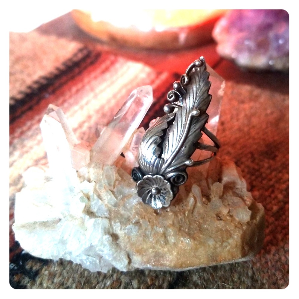Sterling squash blossom ring